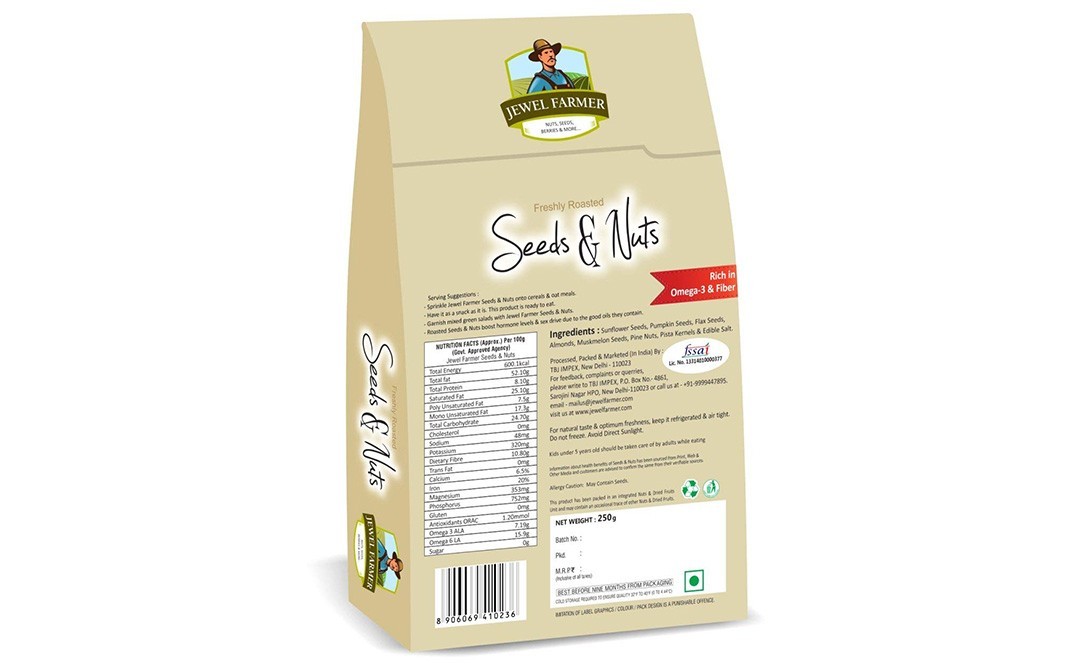 Jewel Farmer Freshly Roasted Seeds & Nuts   Box  250 grams